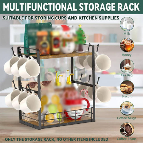 Multi-Functional Kitchen Spice Storage Rack with Hooks