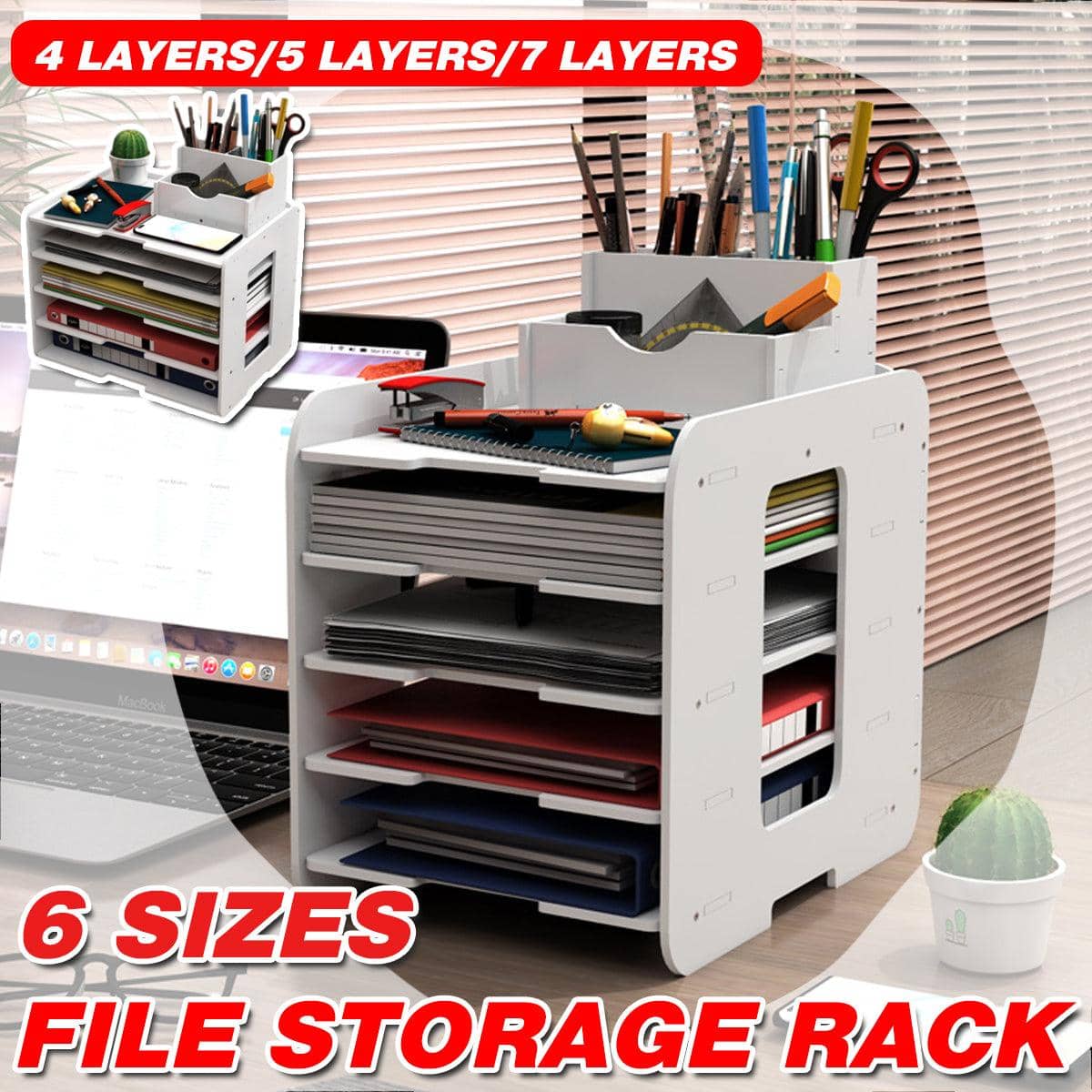 Multi Layer Desktop File Storage Rack - 7 Layer, 34 cm - view 2