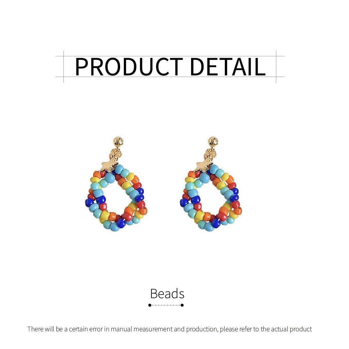 Multicolour Beaded Teardrop Earrings Boho Fashion for Women Girls - view 3