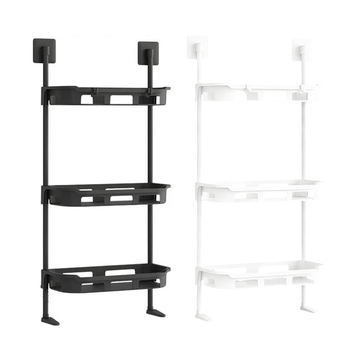 Multifunctional Bathroom Storage Rack Rustproof PP for Shampoo, Soap and Towels - Black - view 3