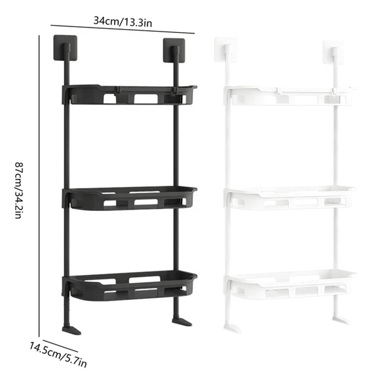 Multifunctional Bathroom Storage Rack Rustproof PP for Shampoo, Soap and Towels - Black - view 4