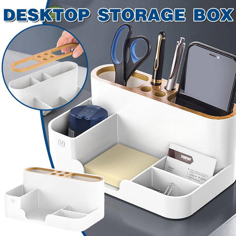 Multifunctional Desktop Organiser with Pen Holders - White