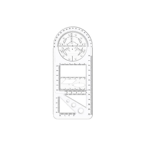 Multifunctional Geometric Drawing Ruler for Students - Clear, Primary School (14 Shapes)