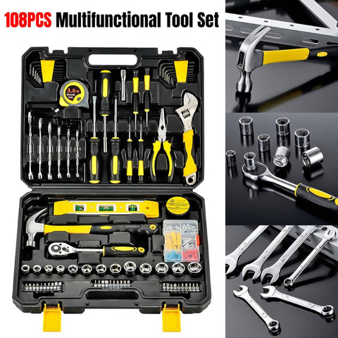 Multifunctional Tool Set 108 Piece Hand Tools Kit for Home Repair and Workshop