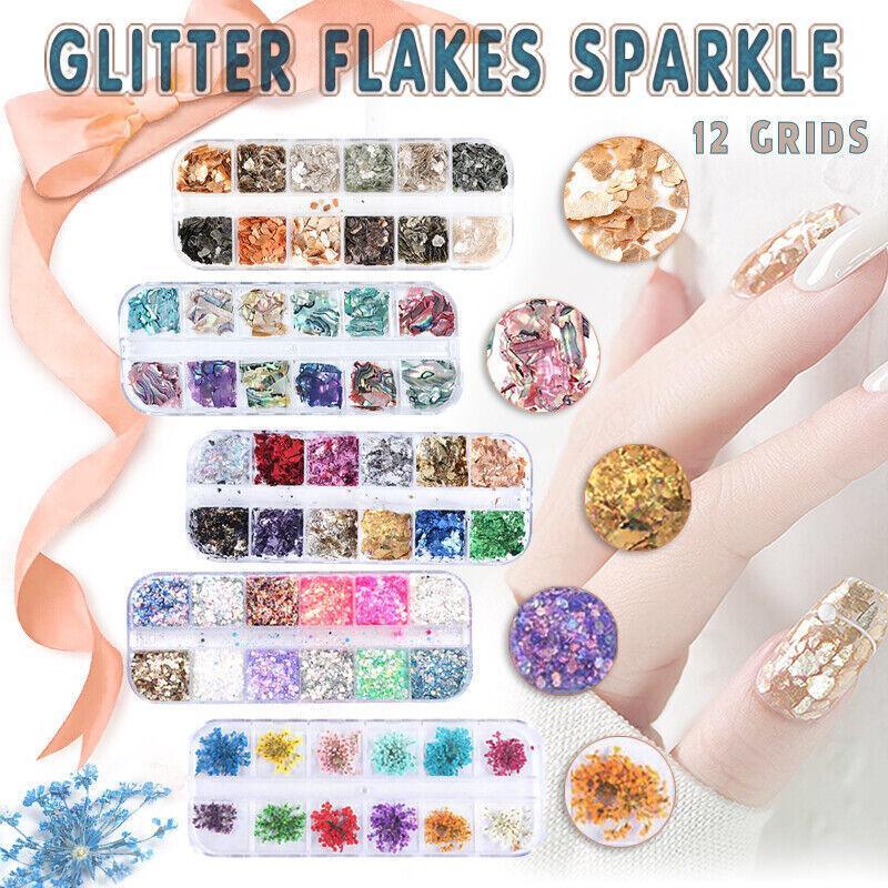 Nail Art Laser Flakes in a 12-Compartment Set - view 2