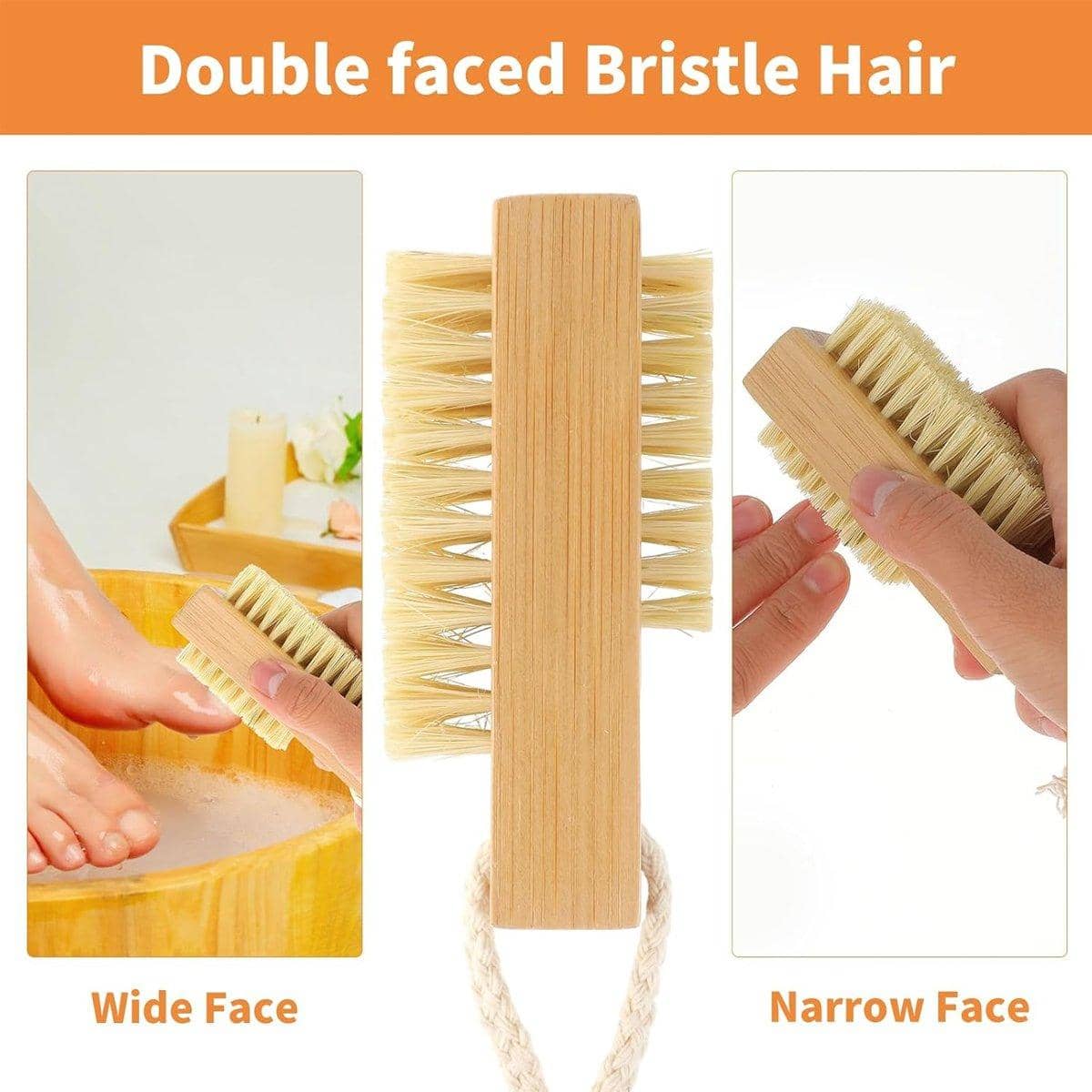Nail Cleaning Brush Set of 2, Wooden Manicure Brush with Sisal Bristles - view 4