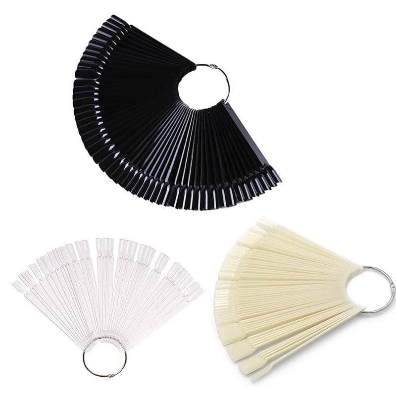 Nail Colour Display Fan with Iron Ring and 50 Oval Practice Tips - Clear - view 3