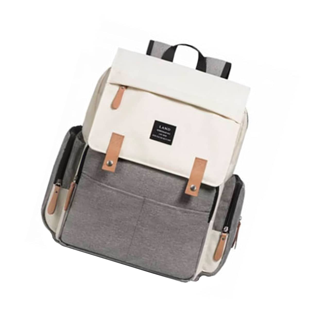 Nappy Backpack with Changing Mat, 33 x 15 x 39 cm - Beige Grey