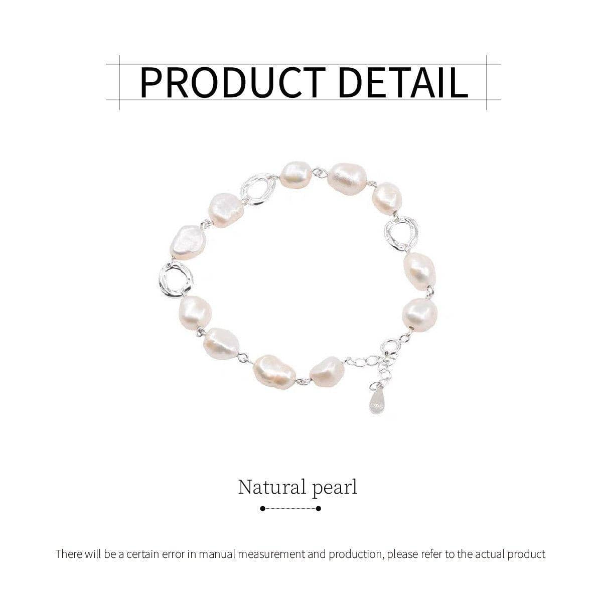 Natural Freshwater Pearl Bracelet with 925 Sterling Silver - view 3