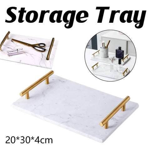 Natural Marble Storage Display Tray, Bathroom and Living Room Decor
