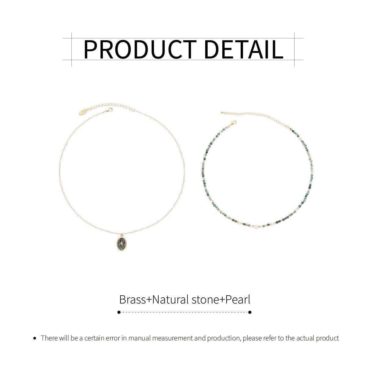 Natural Stone Necklace with Adjustable Chain - With Pendant - view 4