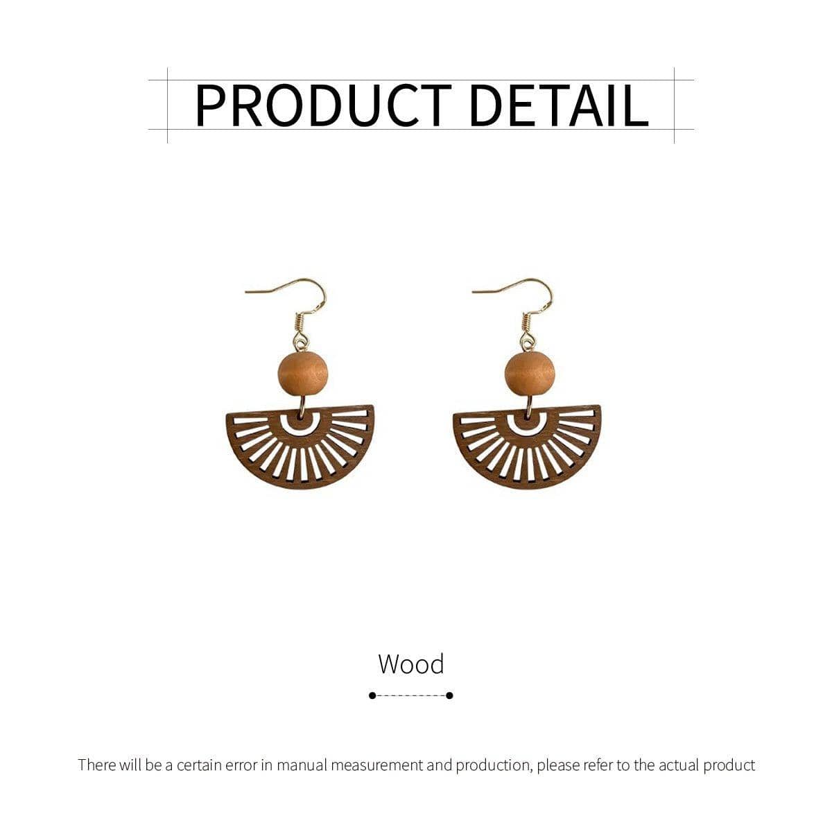 Natural Wood Chinese Fan Earrings for Women - view 3