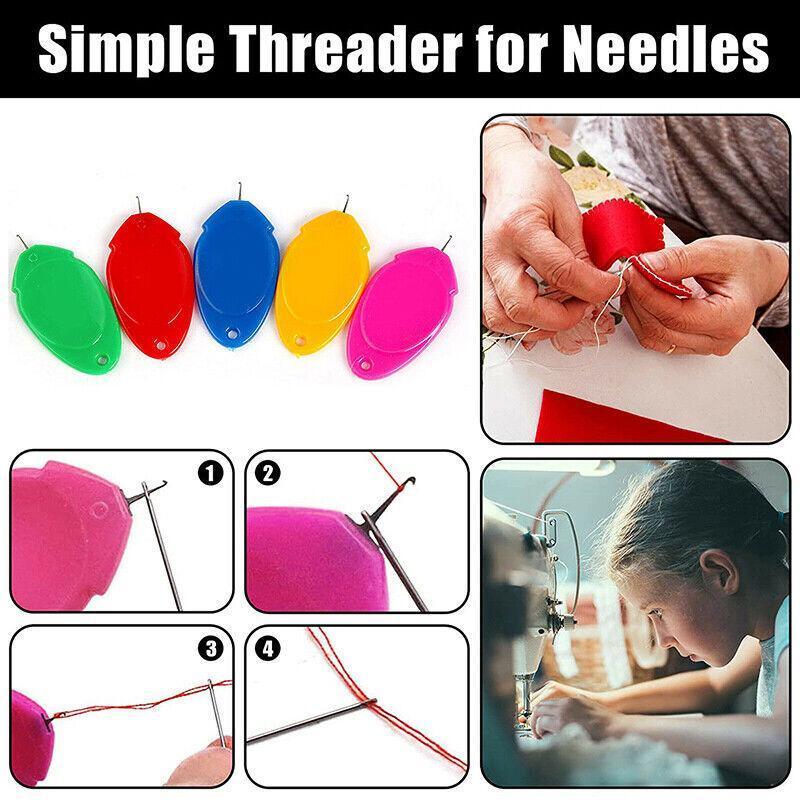 Needle Threaders for Hand Sewing and Embroidery - Pack of 10, Assorted Colours - view 3