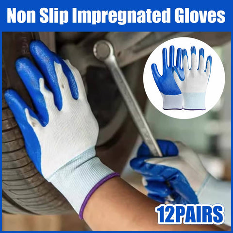 Nitrile Coated Work Gloves, 12 Pairs Oil Resistant Grip for Car Repair and Labour