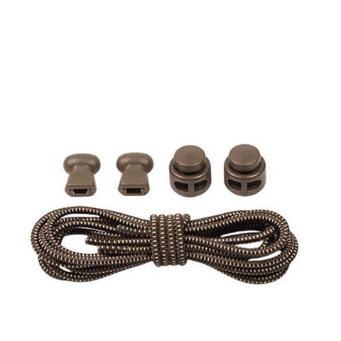 No Tie Elastic Shoelaces with Toggle Locks for Sneakers, Running and Walking Shoes - Brown
