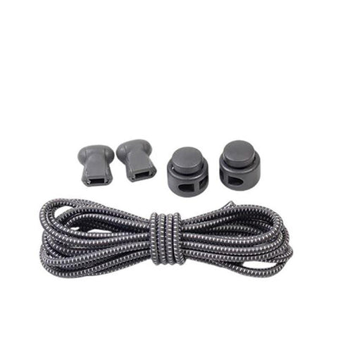 No Tie Elastic Shoelaces with Toggle Locks for Sneakers, Running and Walking Shoes - Dark Grey