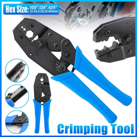 Non-Insulated Electrical Ferrule Ratchet Crimping Tool, Wire Cable Crimper Plier