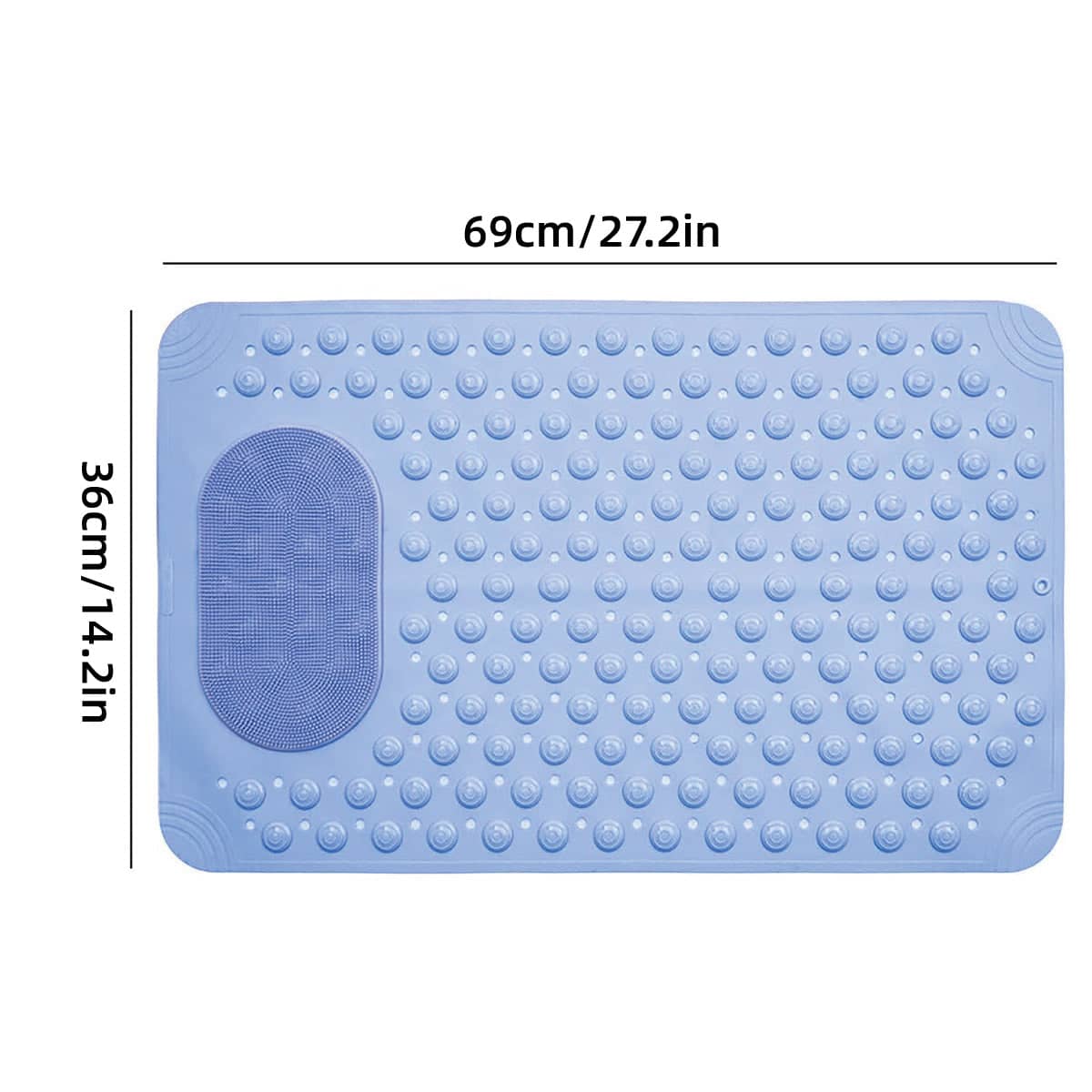 Non-Slip Bath Mat with Massage Points, TPE 36 x 69 cm - Grey - view 4