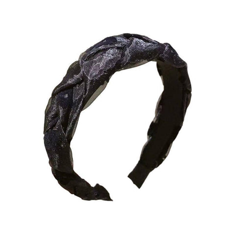 Non Slip Braided Flower Hair Hoop Headband for Women and Girls - Black
