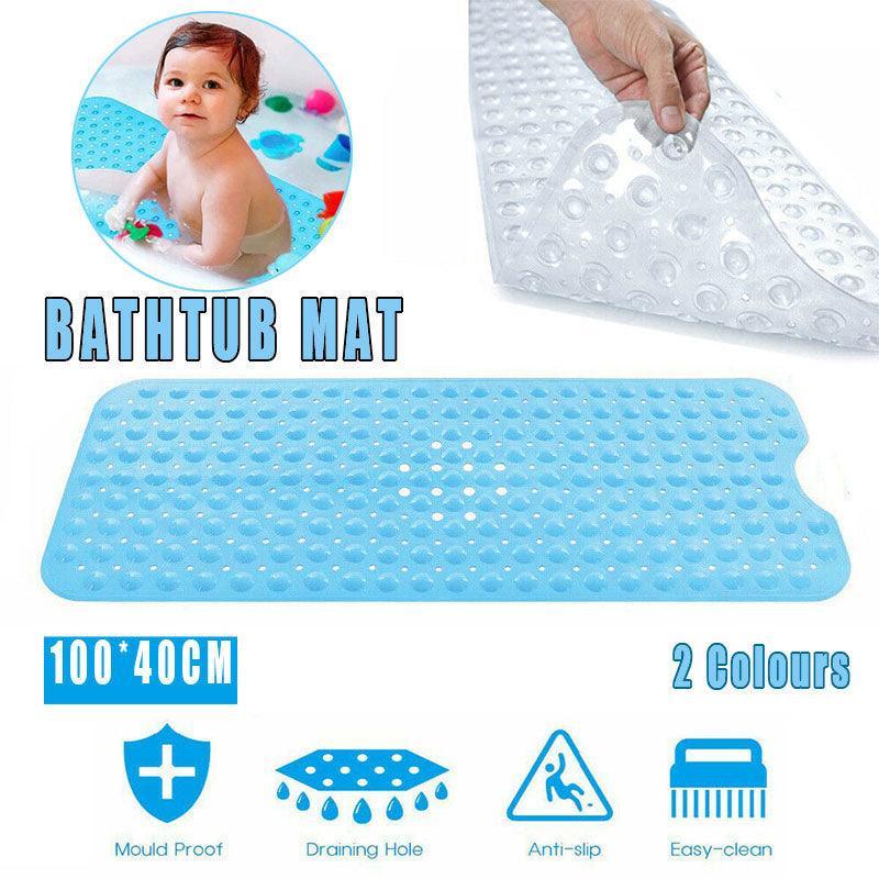 Non Slip Shower Mat with Suction Cups 100x40cm - Blue - view 2