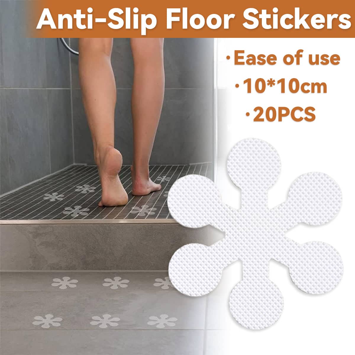 Non-Slip Shower Stickers for Bathtub and Bathroom Floor, Pack of 20