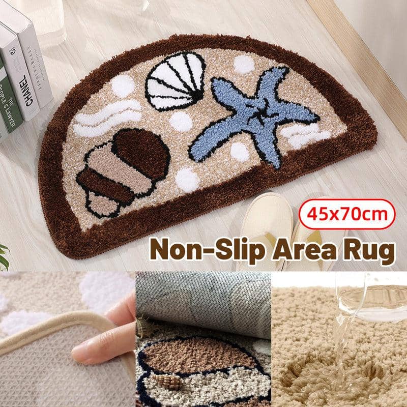 Non-Slip Starfish and Shell Bath Mat Area Rug, 45 x 70 cm