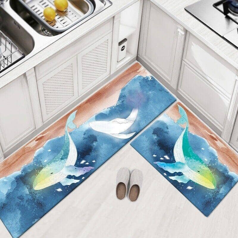 Non-Slip Waterproof Kitchen Floor Mat, 45 x 120 cm - Green Leaf Print - view 4