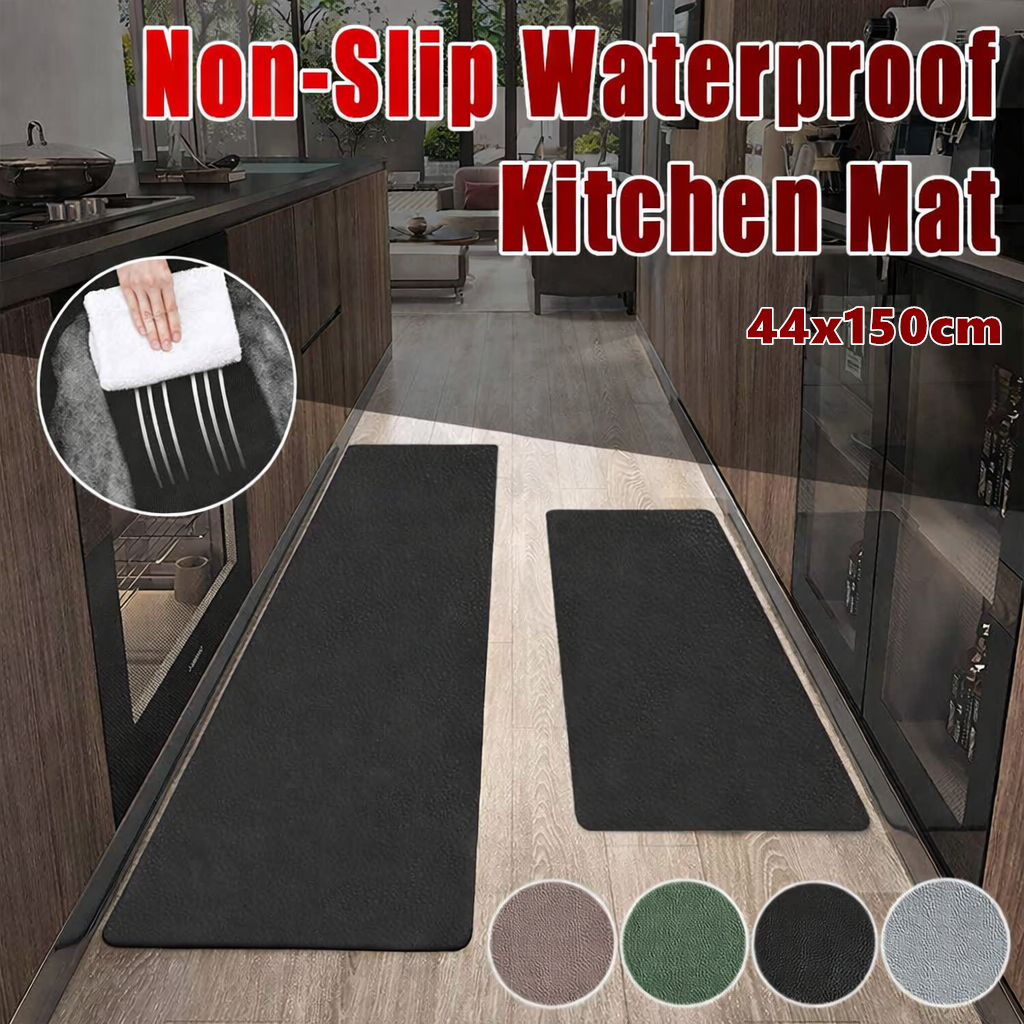 Non-Slip Waterproof Kitchen Floor Mat, Easy Clean PVC - Large 44 x 150cm, Blue - view 2
