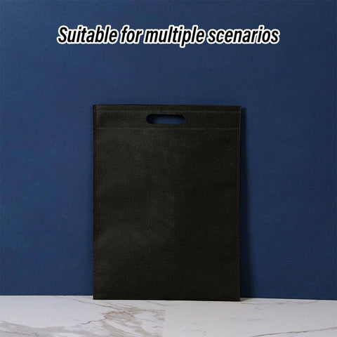 Non-Woven Flat Pocket Shopping Bags, Pack of 100 - Black, 25 x 30 cm