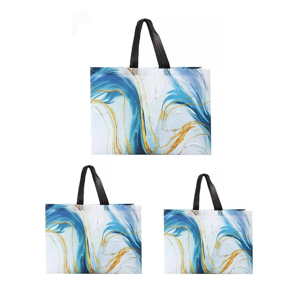 Non Woven Reusable Shopping Tote Bags Pack of 25 - Size S (32 x 27 cm), Blue - view 3