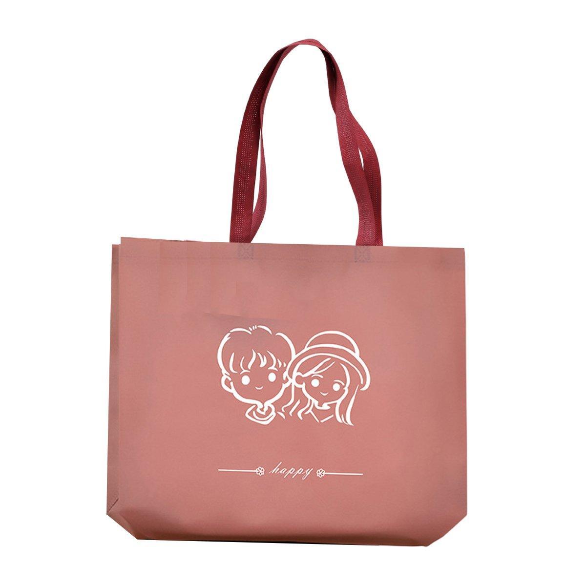 Non-Woven Reusable Tote Bags, Pack of 25 - Couple Illustration, 35 x 45 x 12 cm