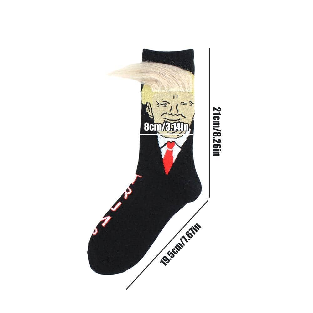 Novelty Faux Hair Cotton Mid Calf Socks, Unisex - Grey and White - view 4