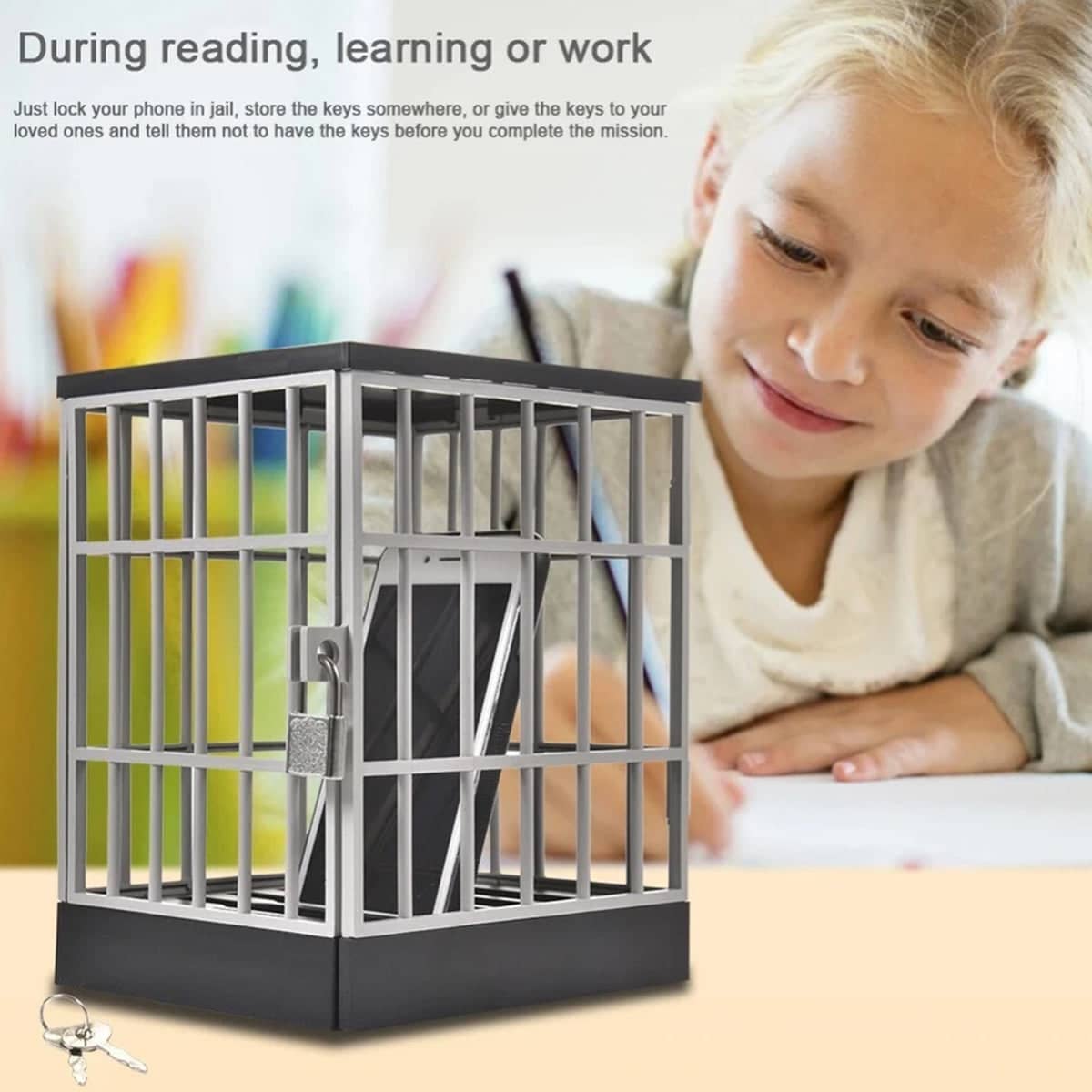 Novelty Phone Storage Cage with Padlock and 2 Keys - view 4
