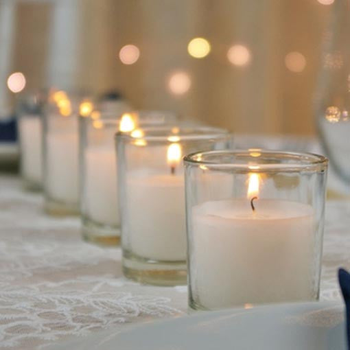 10 White Wax Clear Glass Holder Votive Candle - Wedding Event Centrepiece Table Decoration - SuperSaverAU - view 3