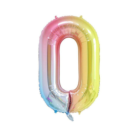 Number Foil Balloon, Rainbow Gradient 32 Inch (81.28cm) - Number 0