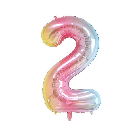 Number Foil Balloon, Rainbow Gradient 32 Inch (81.28cm) - Number 2