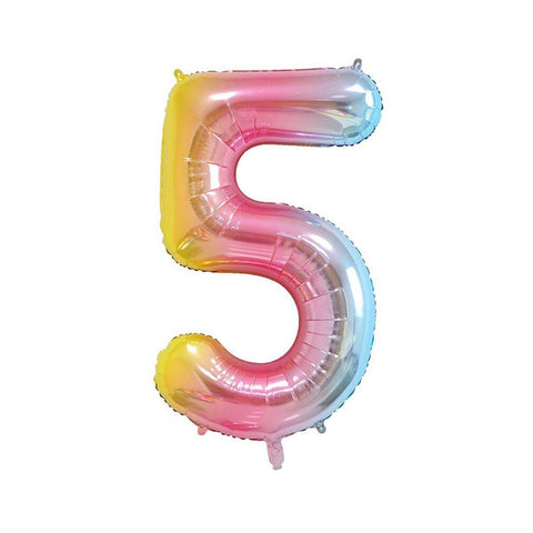 Number Foil Balloon, Rainbow Gradient 32 Inch (81.28cm) - Number 5
