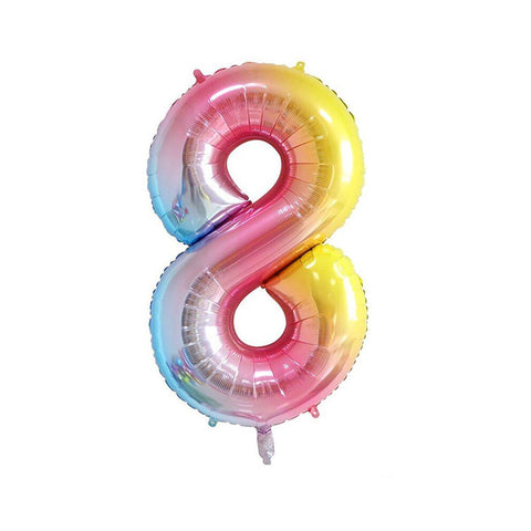 Number Foil Balloon, Rainbow Gradient 32 Inch (81.28cm) - Number 8