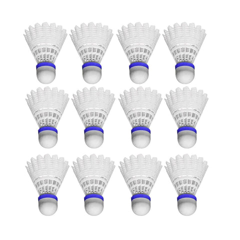 Nylon Badminton Shuttlecocks Training Set, Pack of 12 - White