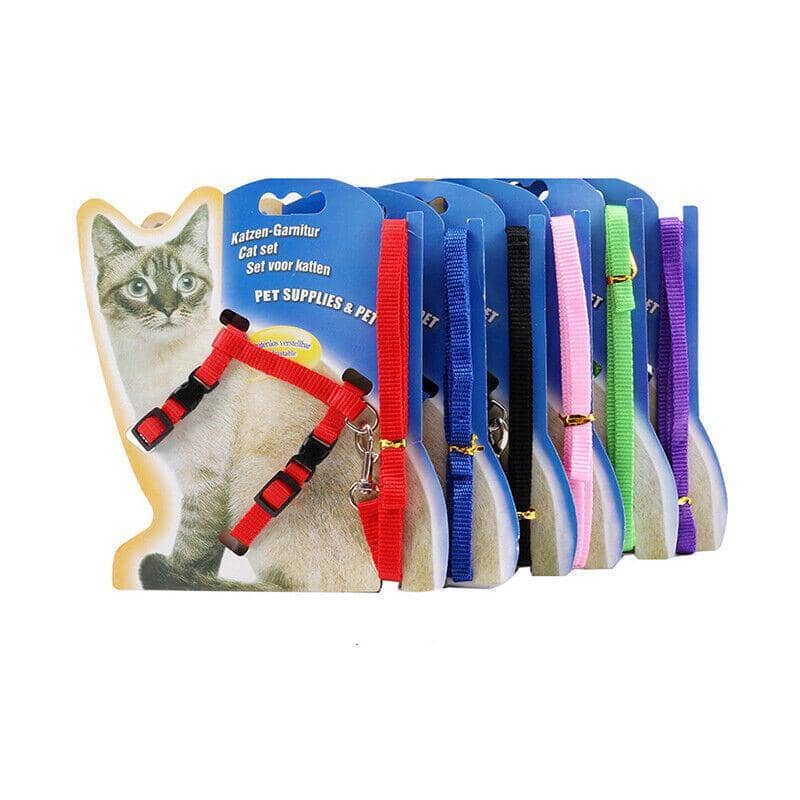 Nylon Cat Harness and Lead Set, Adjustable Strap for Outdoor Walks - Black - view 3