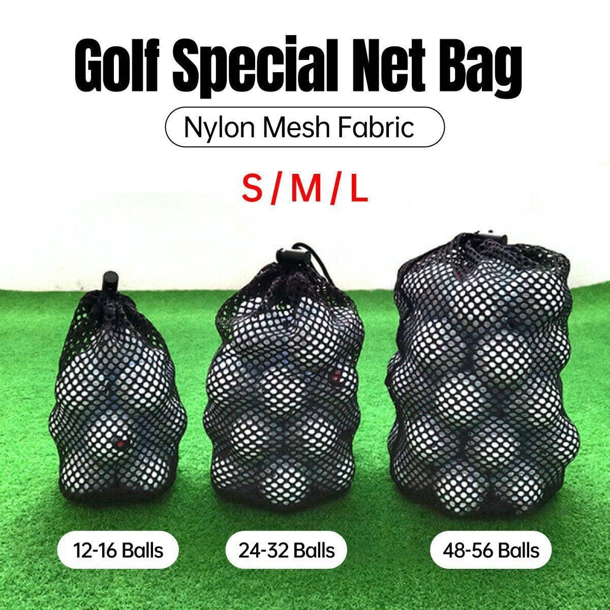 Nylon Golf Ball Net Bag with Drawstring - Medium (13 x 22 cm) - view 2