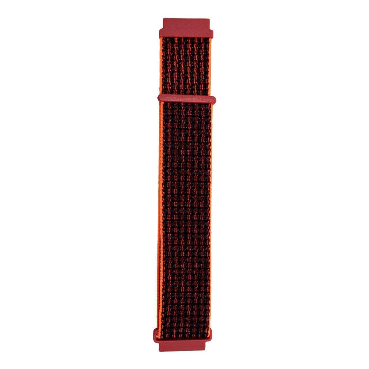 Nylon Sport Loop Watch Strap, 20 mm with Hook-And-Loop Closure - Red and Black