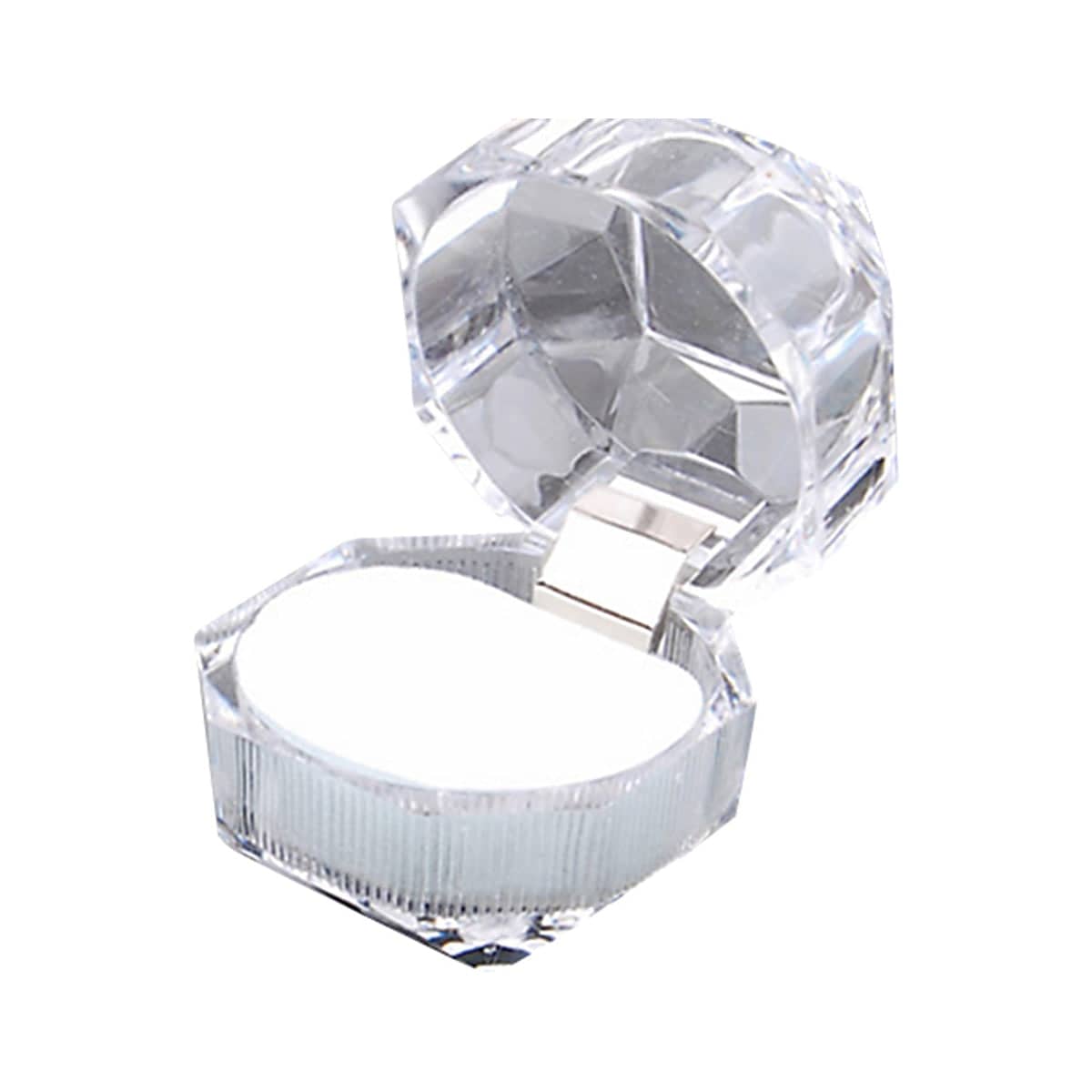 Octagonal Acrylic Jewellery Ring and Earring Box, Pack of 20 - White