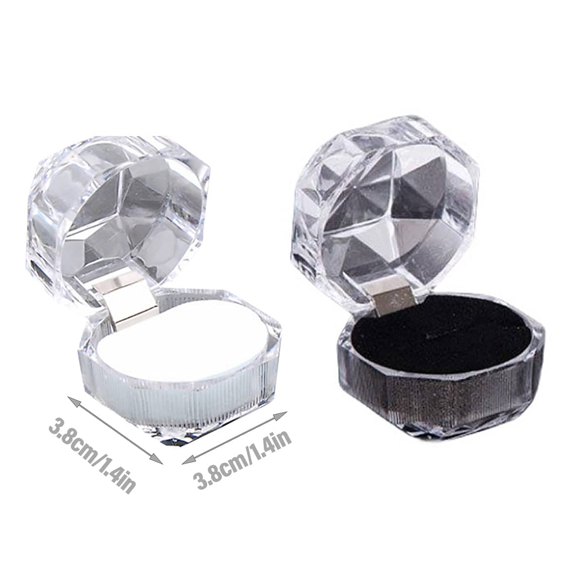 Octagonal Acrylic Jewellery Ring and Earring Box, Pack of 20 - White - view 4