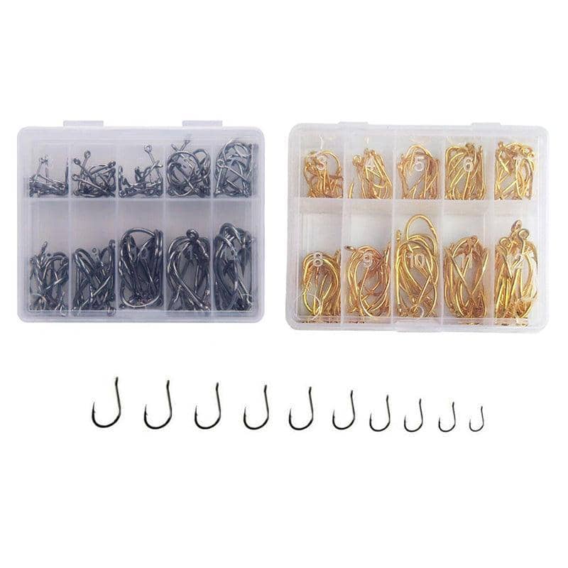 Octopus Fishing Hooks Assorted Sizes 3 to 12, Chemically Sharpened - Gold, Pack of 100 - view 3
