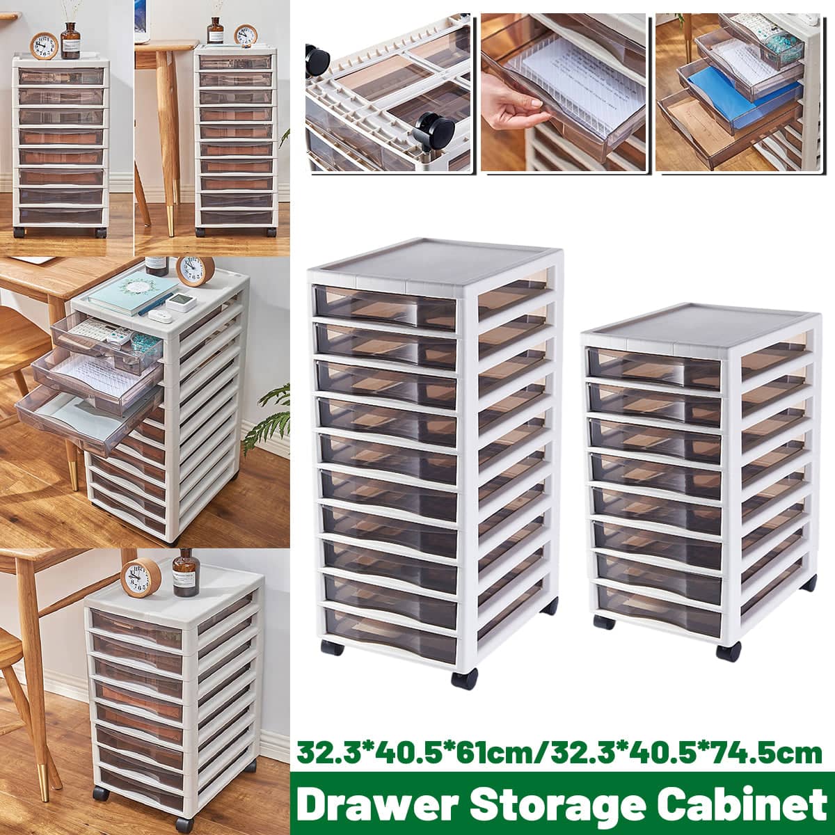 Office Storage Transparent File Cabinet with Wheels - 8 Layer - view 2