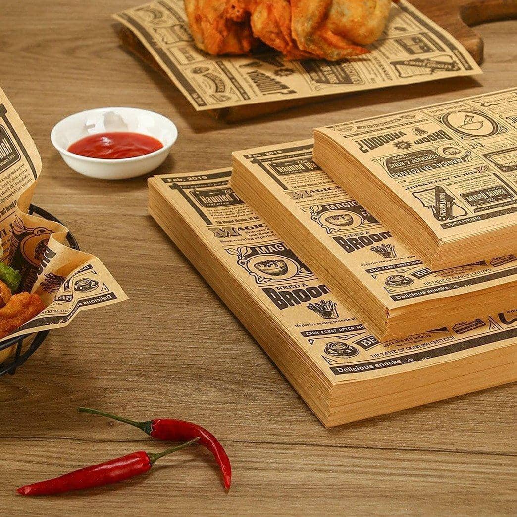 Oil Absorbing Food Wrapping Paper, Newspaper Print - 15 x 20 cm, Pack of 200 - view 4