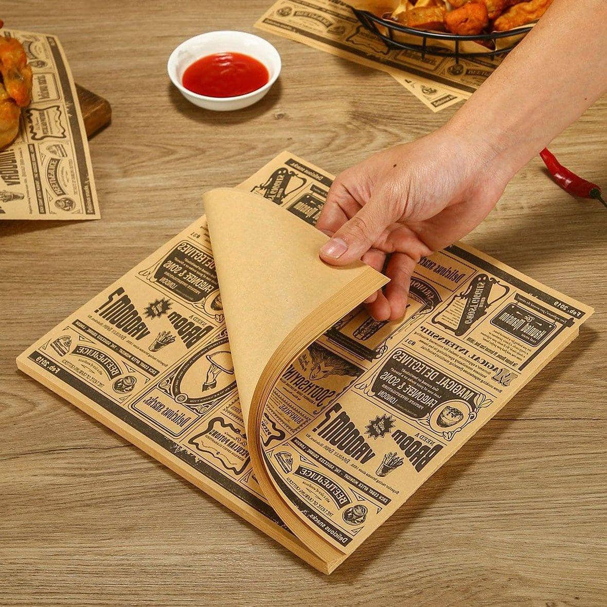 Oil Absorbing Food Wrapping Paper, Newspaper Print - 15 x 20 cm, Pack of 200 - view 5