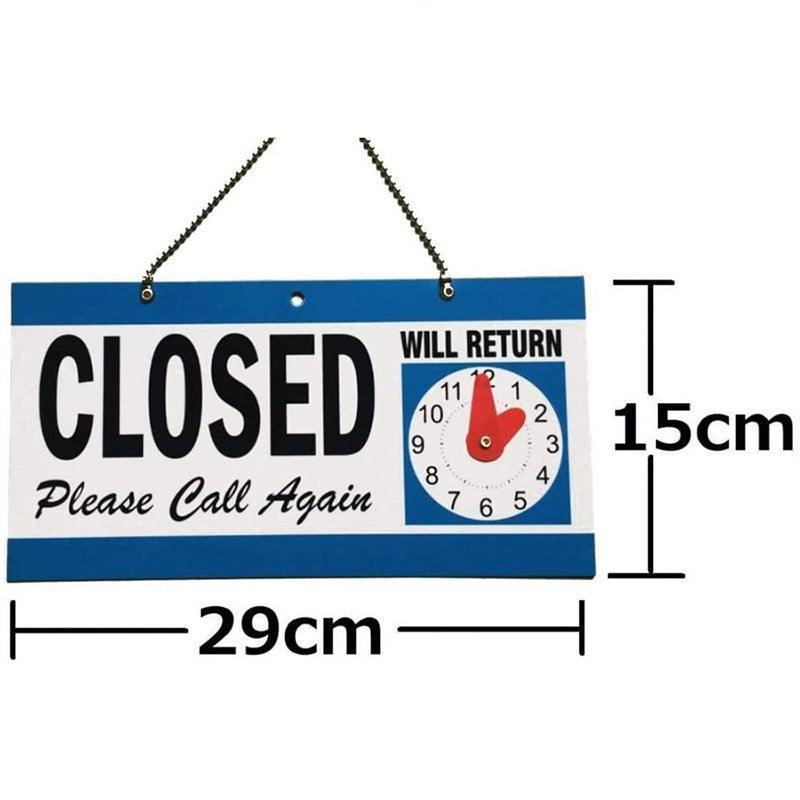Open Closed Sign with Will Return Clock - 29 x 15 cm - view 3