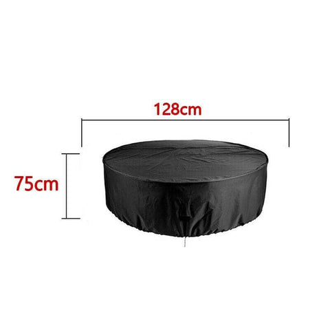 Outdoor Furniture Round Cover Waterproof 128 x 75 cm for Garden Tables - Black